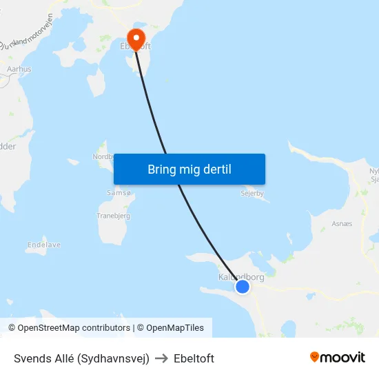 Svends Allé (Sydhavnsvej) to Ebeltoft map
