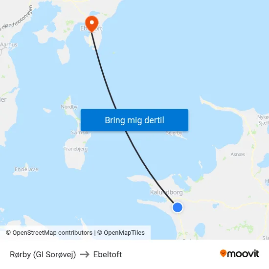 Rørby (Gl Sorøvej) to Ebeltoft map