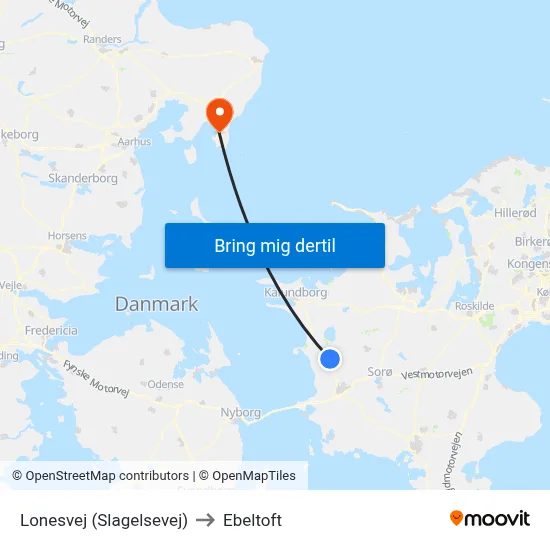 Lonesvej (Slagelsevej) to Ebeltoft map
