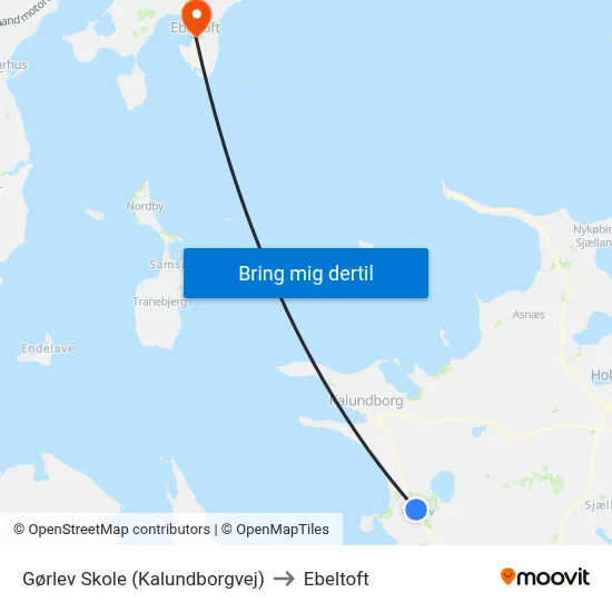Gørlev Skole (Kalundborgvej) to Ebeltoft map