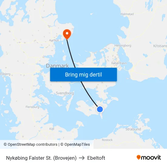 Nykøbing Falster St. (Brovejen) to Ebeltoft map