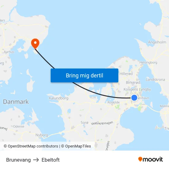 Brunevang to Ebeltoft map