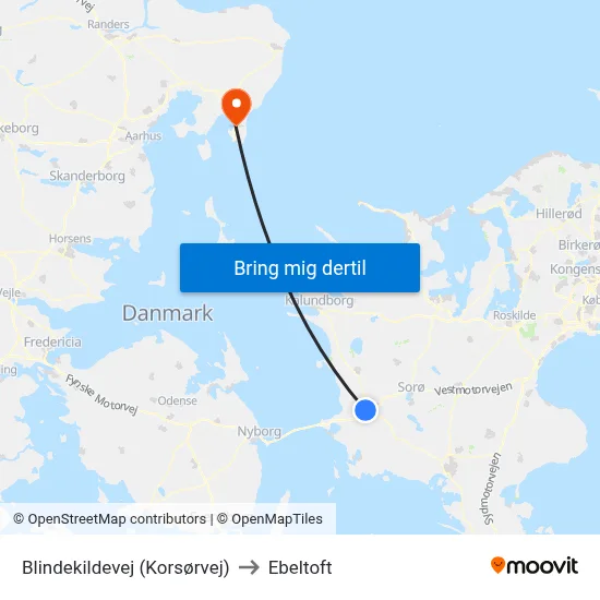 Blindekildevej (Korsørvej) to Ebeltoft map