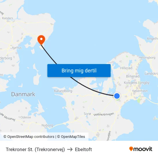 Trekroner St. (Trekronervej) to Ebeltoft map