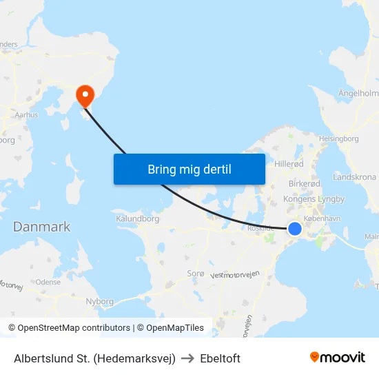 Albertslund St. (Hedemarksvej) to Ebeltoft map