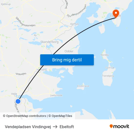 Vendepladsen Vindingvej (Vejle) to Ebeltoft map