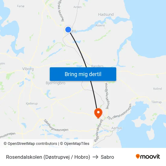 Rosendalskolen (Døstrupvej / Hobro) to Sabro map