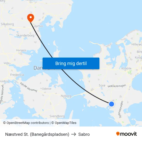 Næstved St. (Banegårdspladsen) to Sabro map
