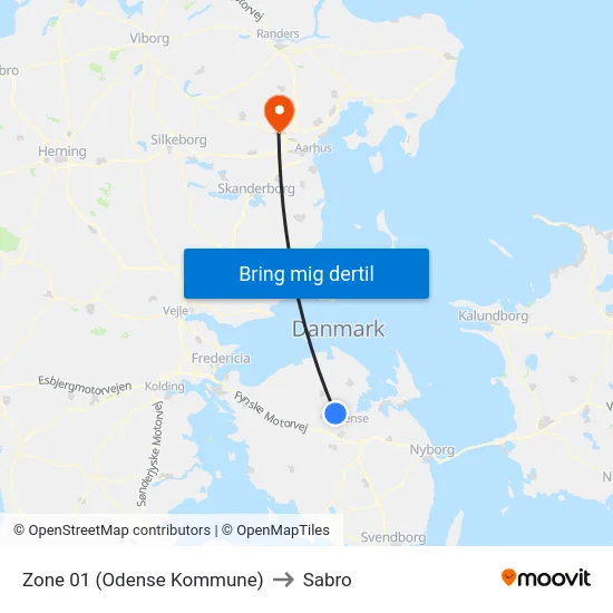 Zone 01 (Odense Kommune) to Sabro map