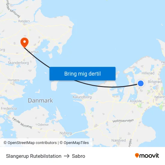 Slangerup Rutebilstation to Sabro map
