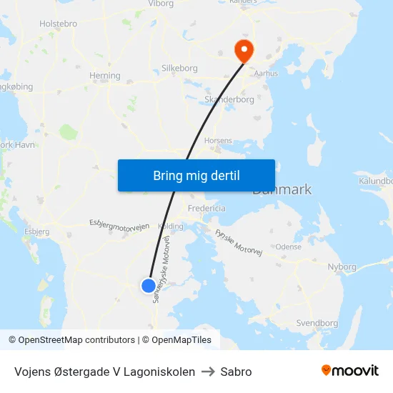 Vojens Østergade V Lagoniskolen to Sabro map