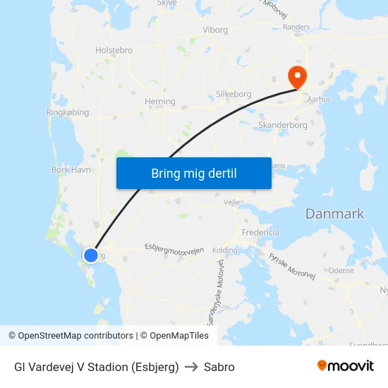 Gl Vardevej V Stadion (Esbjerg) to Sabro map