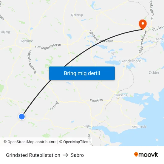 Grindsted Rutebilstation to Sabro map