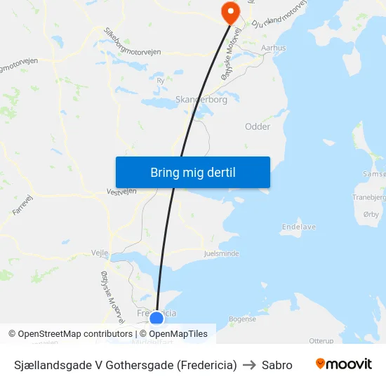 Sjællandsgade V Gothersgade (Fredericia) to Sabro map