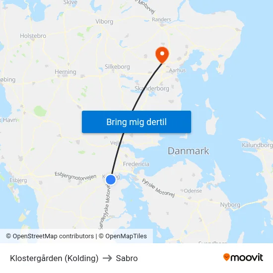 Klostergården (Kolding) to Sabro map