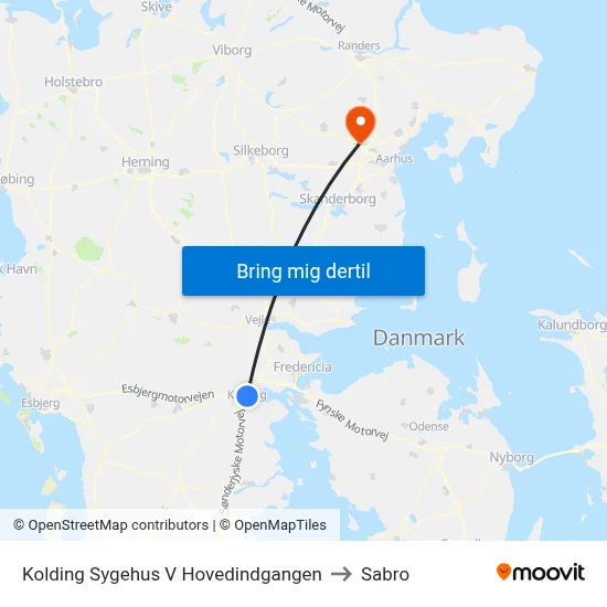 Kolding Sygehus V Hovedindgangen to Sabro map