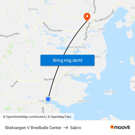 Skelvangen V Bredballe Center to Sabro map