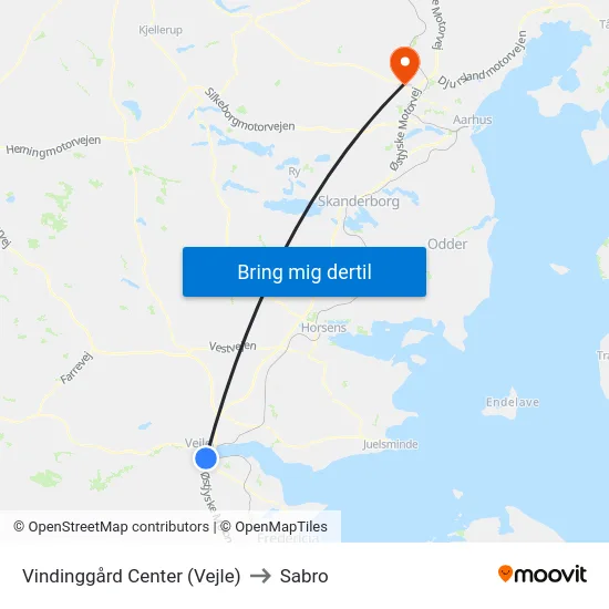 Vindinggård Center (Vejle) to Sabro map