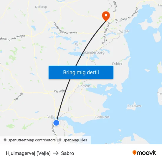 Hjulmagervej (Vejle) to Sabro map
