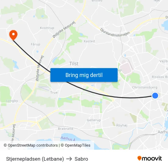 Stjernepladsen (Letbane) to Sabro map