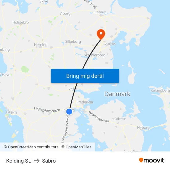 Kolding St. to Sabro map