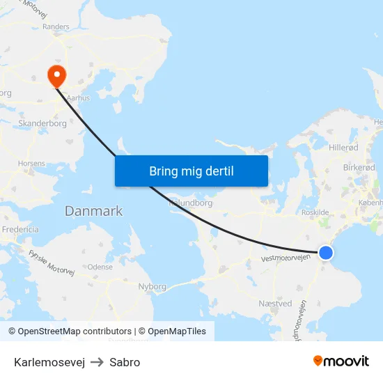 Karlemosevej to Sabro map
