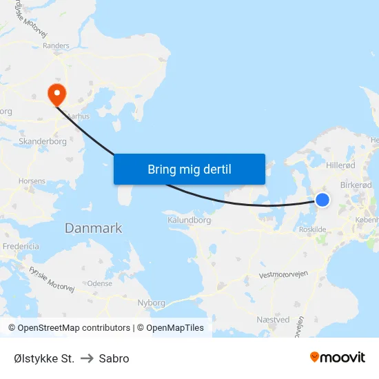 Ølstykke St. to Sabro map