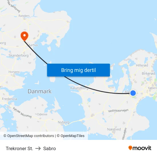 Trekroner St. to Sabro map