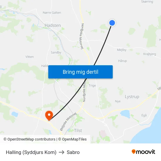 Halling (Syddjurs Kom) to Sabro map
