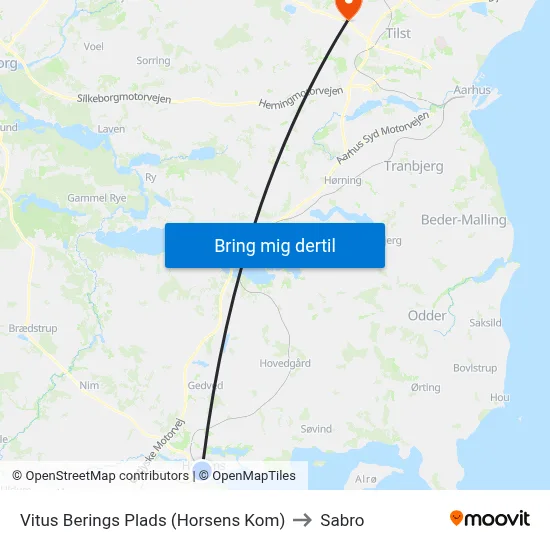 Vitus Berings Plads (Horsens Kom) to Sabro map