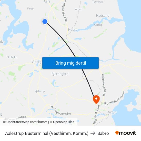 Aalestrup Busterminal (Vesthimm. Komm.) to Sabro map