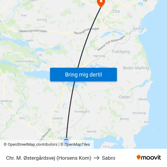 Chr. M. Østergårdsvej (Horsens Kom) to Sabro map