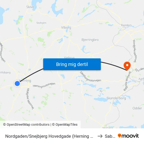 Nordgaden/Snejbjerg Hovedgade (Herning Kom) to Sabro map