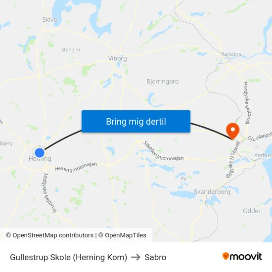 Gullestrup Skole (Herning Kom) to Sabro map