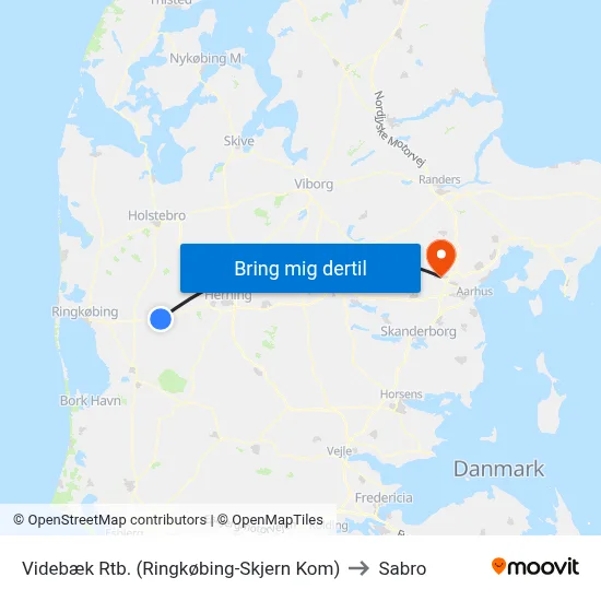Videbæk Rtb. (Ringkøbing-Skjern Kom) to Sabro map