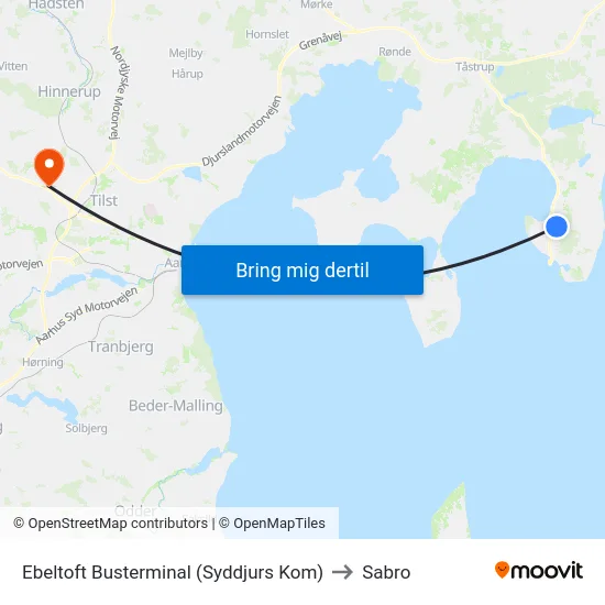 Ebeltoft Busterminal (Syddjurs Kom) to Sabro map