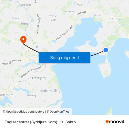 Fuglsøcentret (Syddjurs Kom) to Sabro map