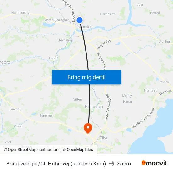 Borupvænget/Gl. Hobrovej (Randers Kom) to Sabro map