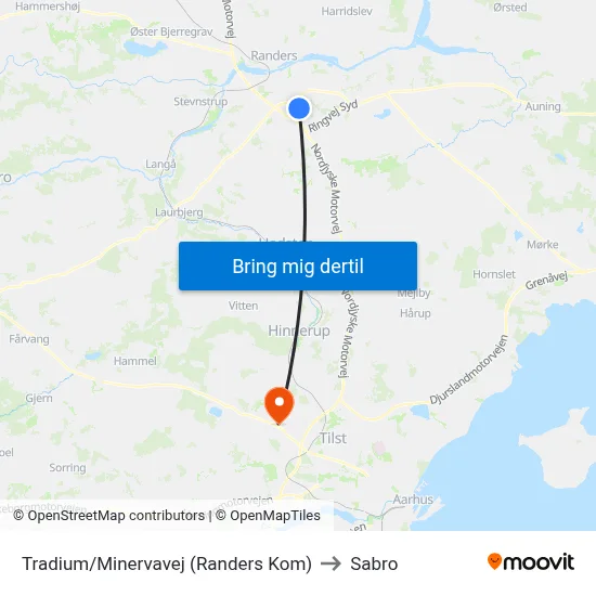Tradium/Minervavej (Randers Kom) to Sabro map