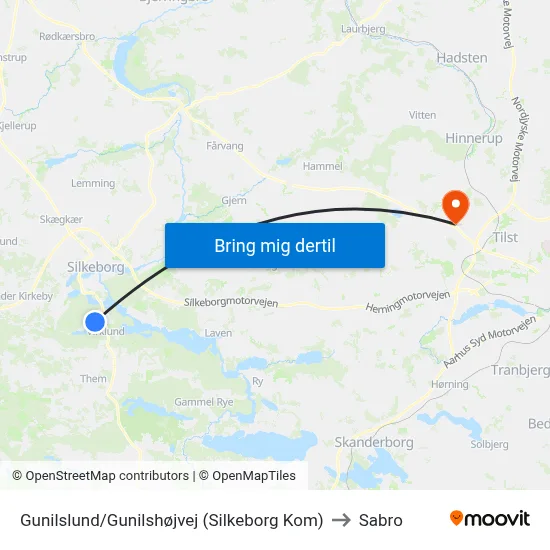 Gunilslund/Gunilshøjvej (Silkeborg Kom) to Sabro map