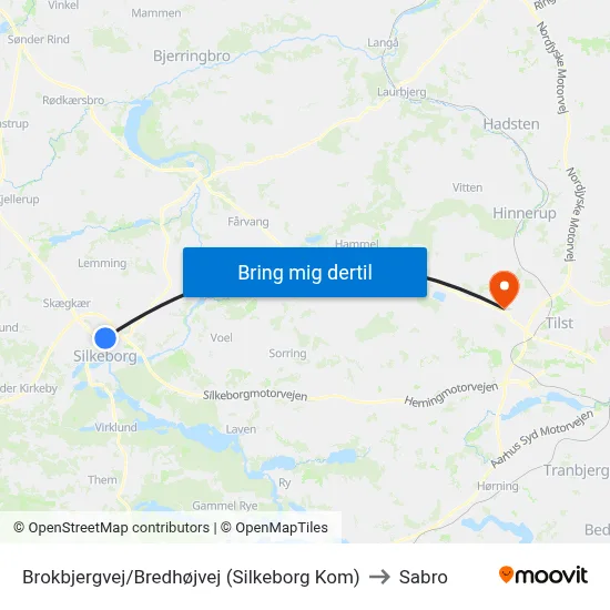 Brokbjergvej/Bredhøjvej (Silkeborg Kom) to Sabro map
