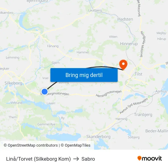 Linå/Torvet (Silkeborg Kom) to Sabro map