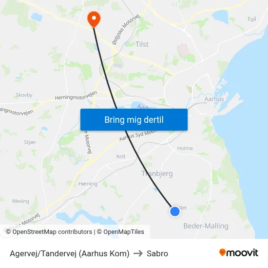 Agervej/Tandervej (Aarhus Kom) to Sabro map