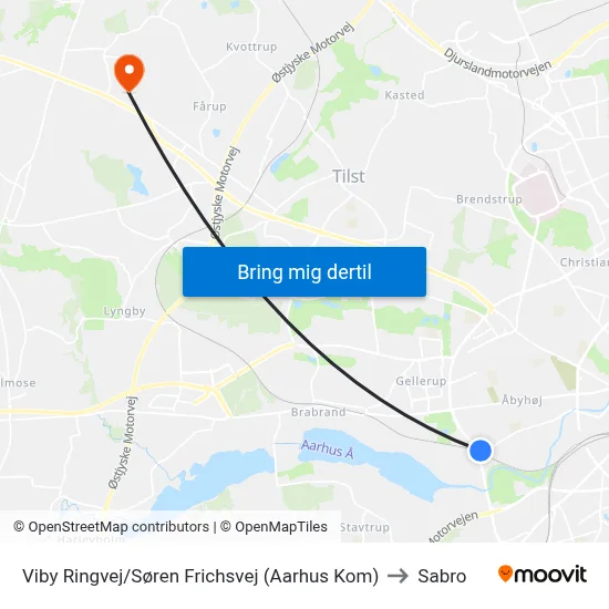 Viby Ringvej/Søren Frichsvej (Aarhus Kom) to Sabro map
