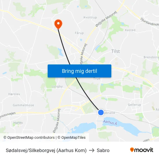 Sødalsvej/Silkeborgvej (Aarhus Kom) to Sabro map