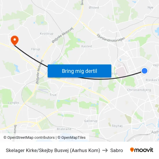 Skelager Kirke/Skejby Busvej (Aarhus Kom) to Sabro map