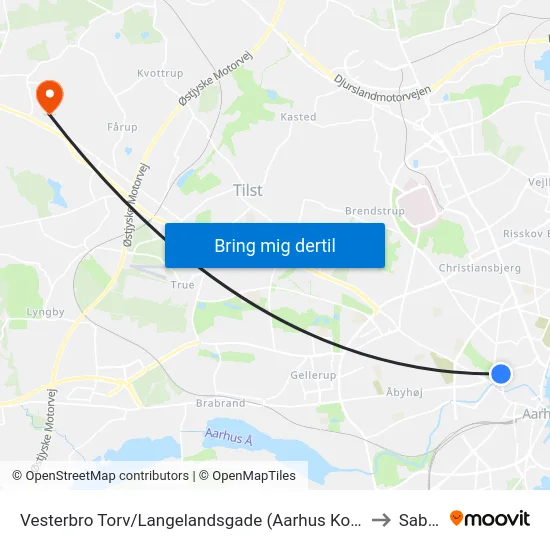 Vesterbro Torv/Langelandsgade (Aarhus Kom) to Sabro map