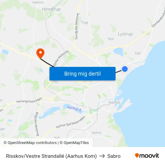 Risskov/Vestre Strandallé (Aarhus Kom) to Sabro map