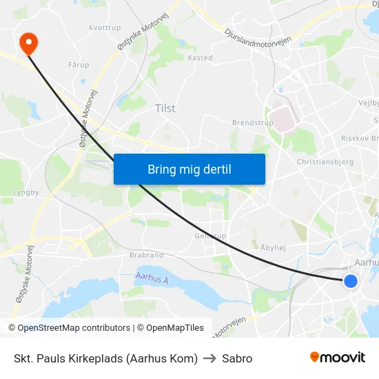 Skt. Pauls Kirkeplads (Aarhus Kom) to Sabro map