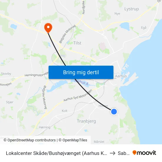Lokalcenter Skåde/Bushøjvænget (Aarhus Kom) to Sabro map